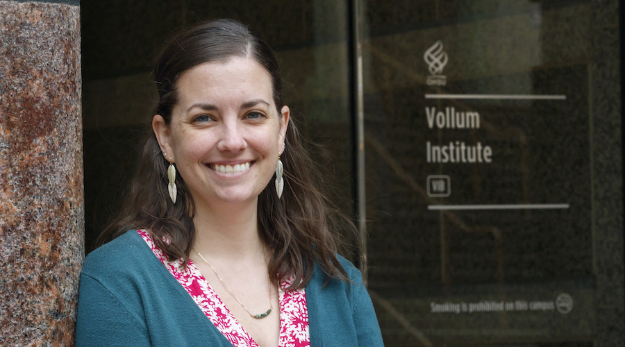 Kelly Monk, Ph.D.,co-director of the Vollum Institute, April 27, 2018. (OHSU/Kristyna Wentz-Graff)