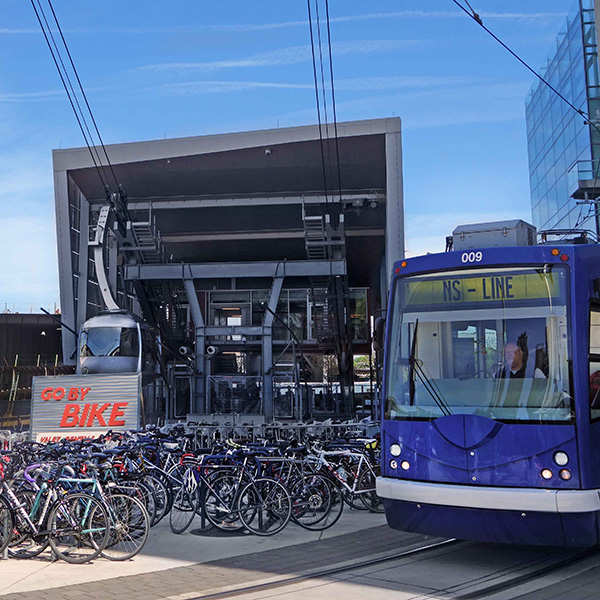 Streetcar, tram and bike valet at the waterfront