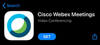 Screenshot of how the apple app store displays cisco webex meetings videoconferencing app download