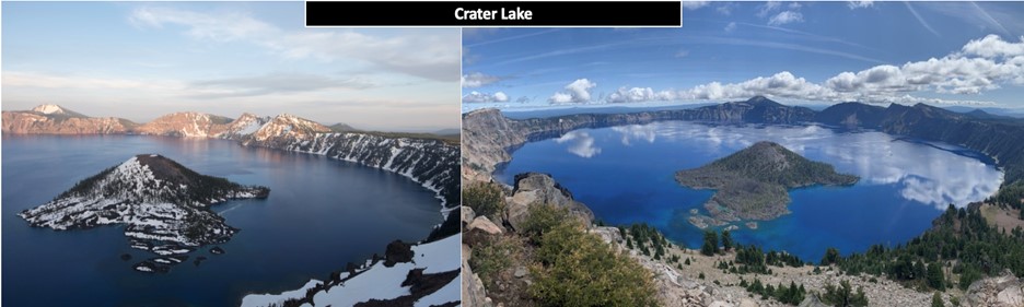 Two photographs of Crater Lake
