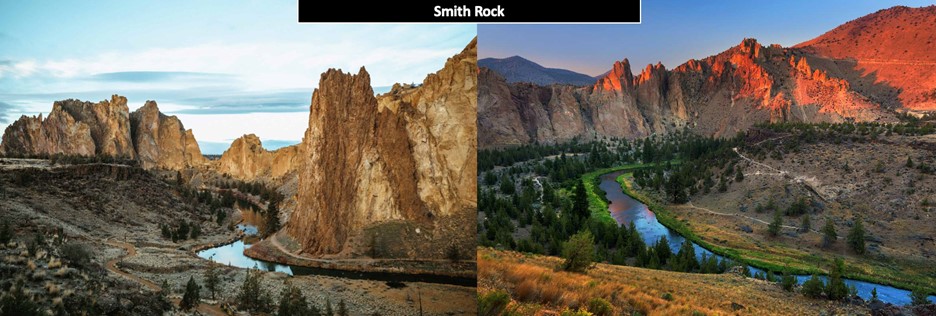Two photographs of Smith Rock