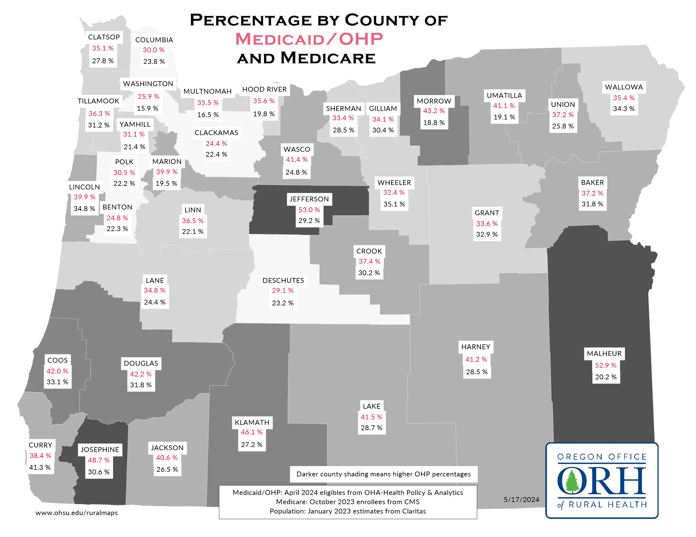 Medicaid/Medicare by county 