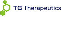 TG Therapeutics logo, green hexagons with black text
