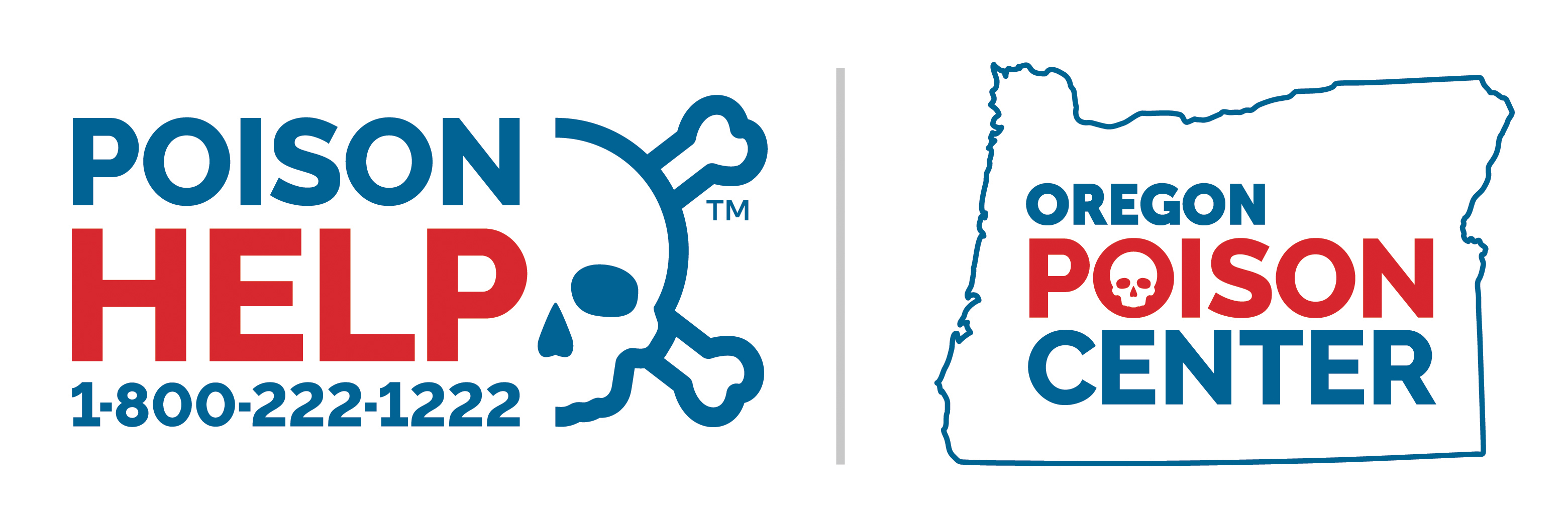 The Oregon Poison Center logo is framed by the state of Oregon outline and accompanied by the Poison Help hotline: 1-800-222-1222