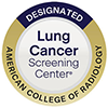 A logo consisting of a ring that says "Designated" and "American College of Radiology," and in the center of the ring reads "Lung Cancer Screening Center."