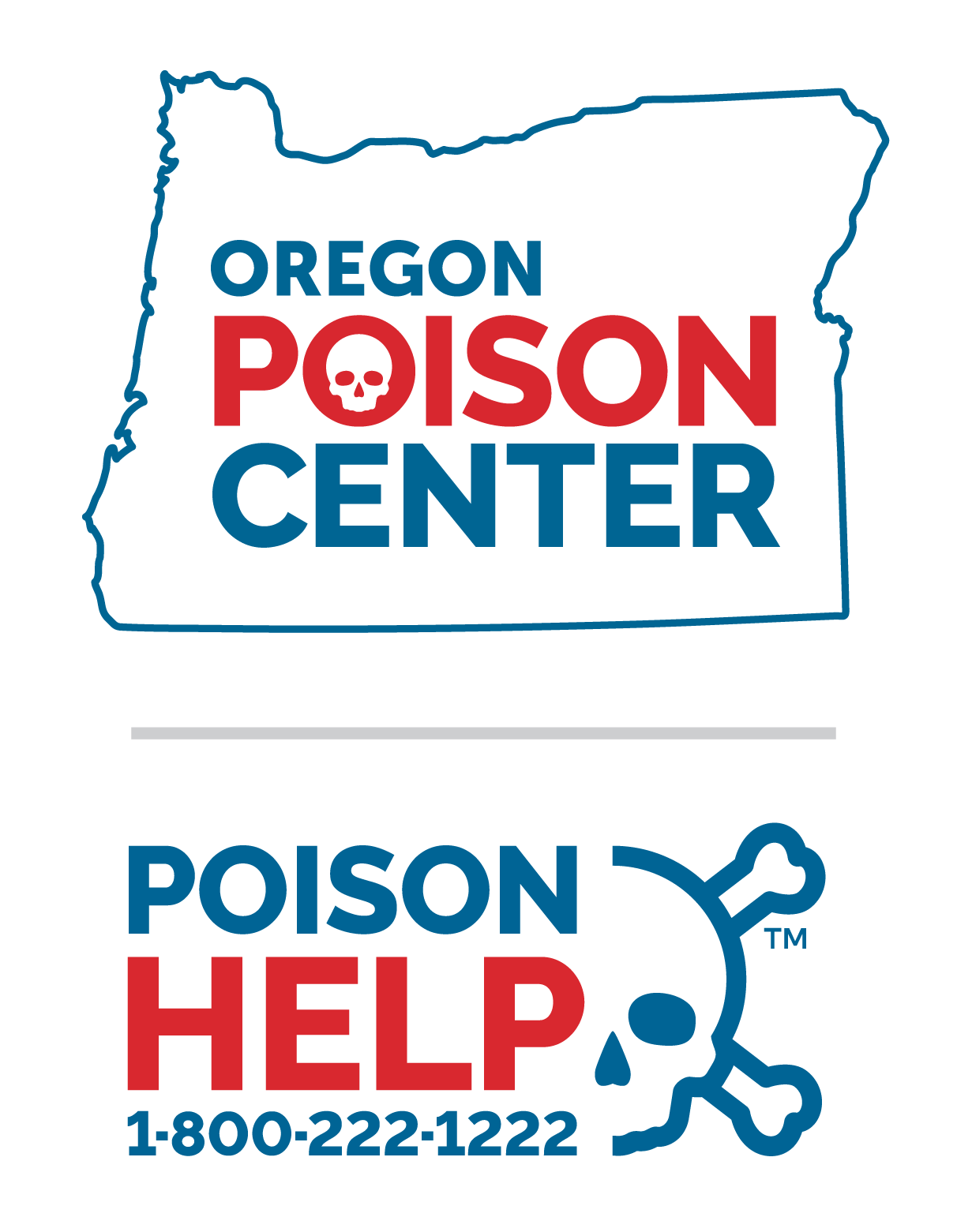 The Oregon Poison Center logo is framed by the state of Oregon outline and accompanied by the Poison Help hotline: 1-800-222-1222