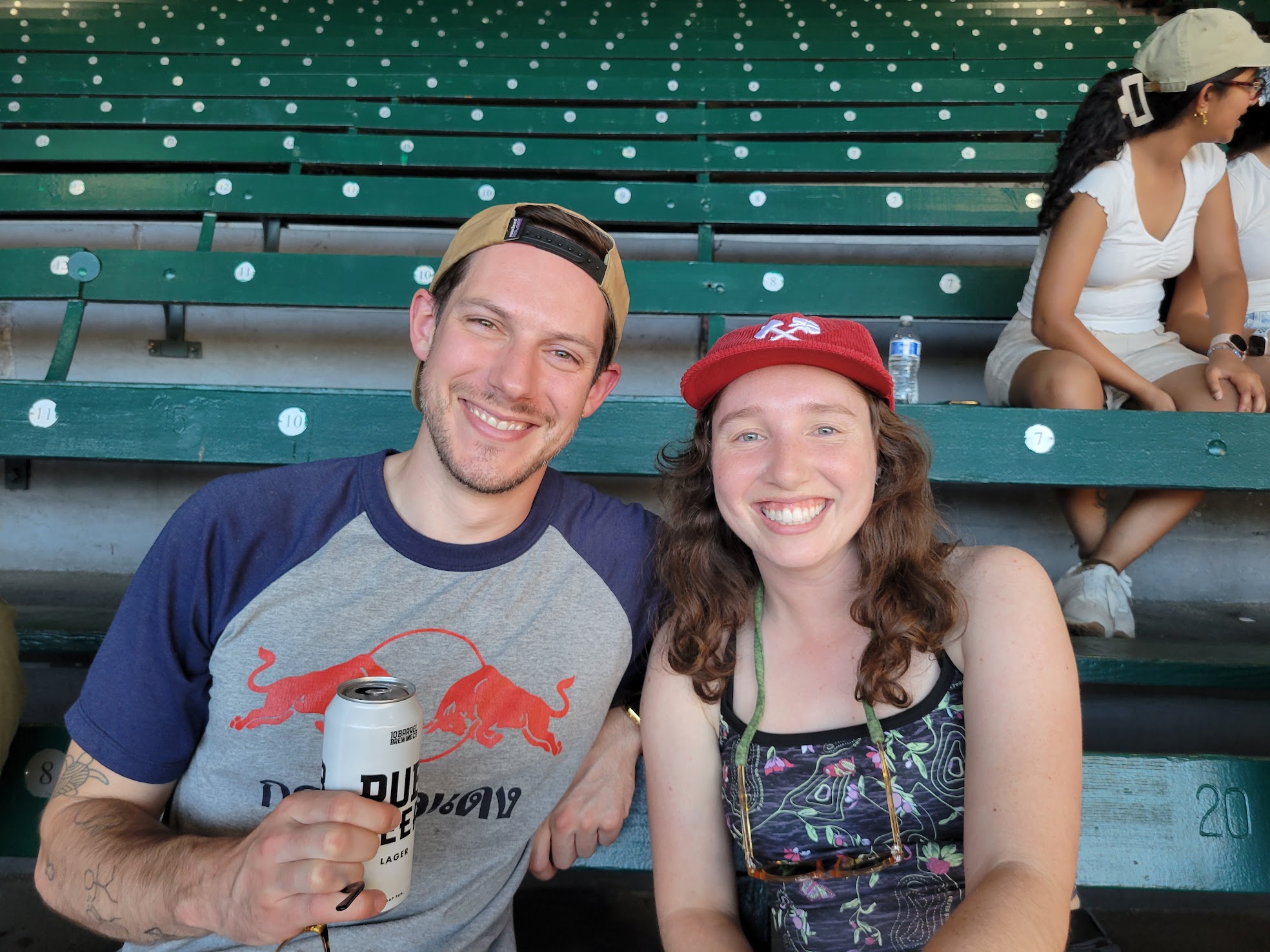 Hugh and Marin in the soccer stadium