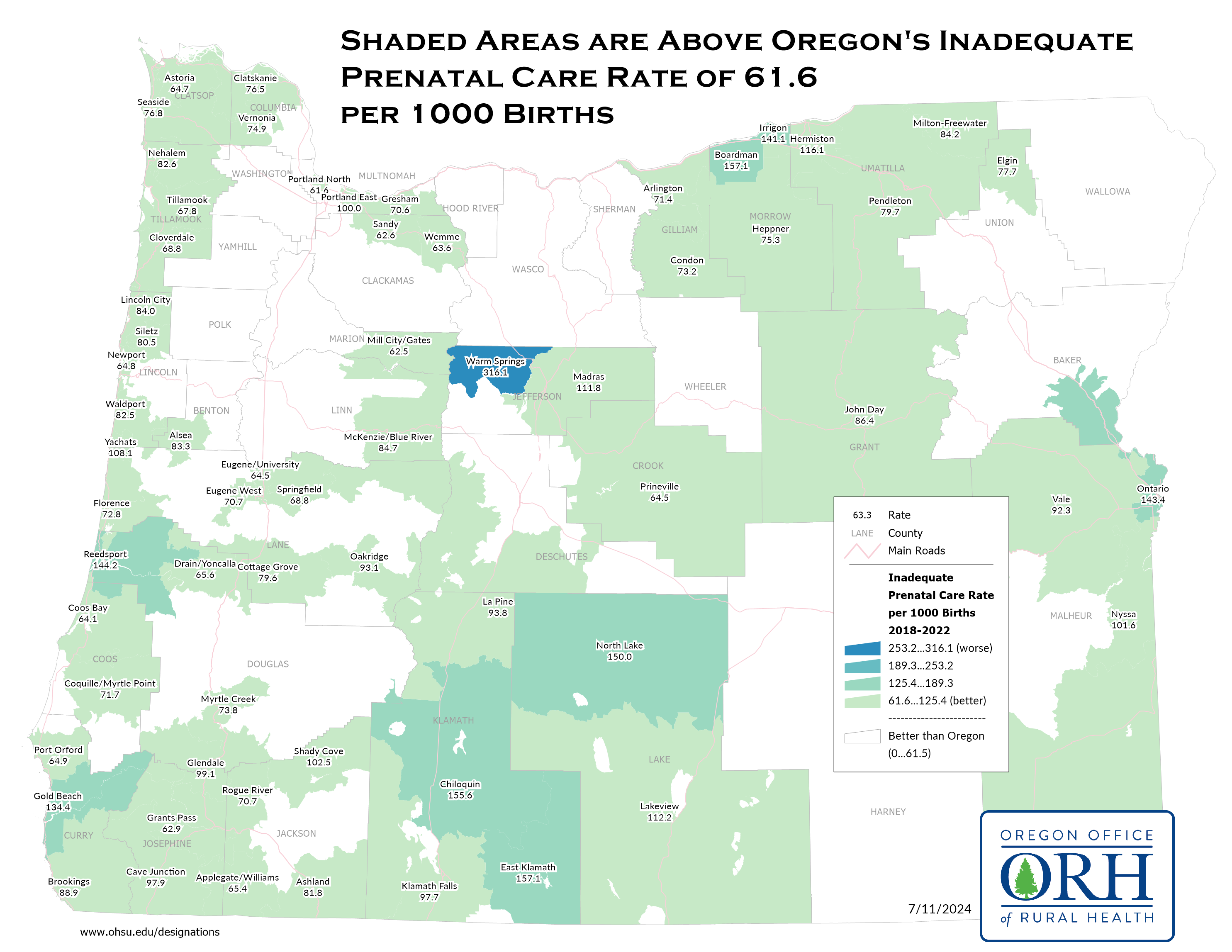 2023 Inadequate Prenatal Care Map