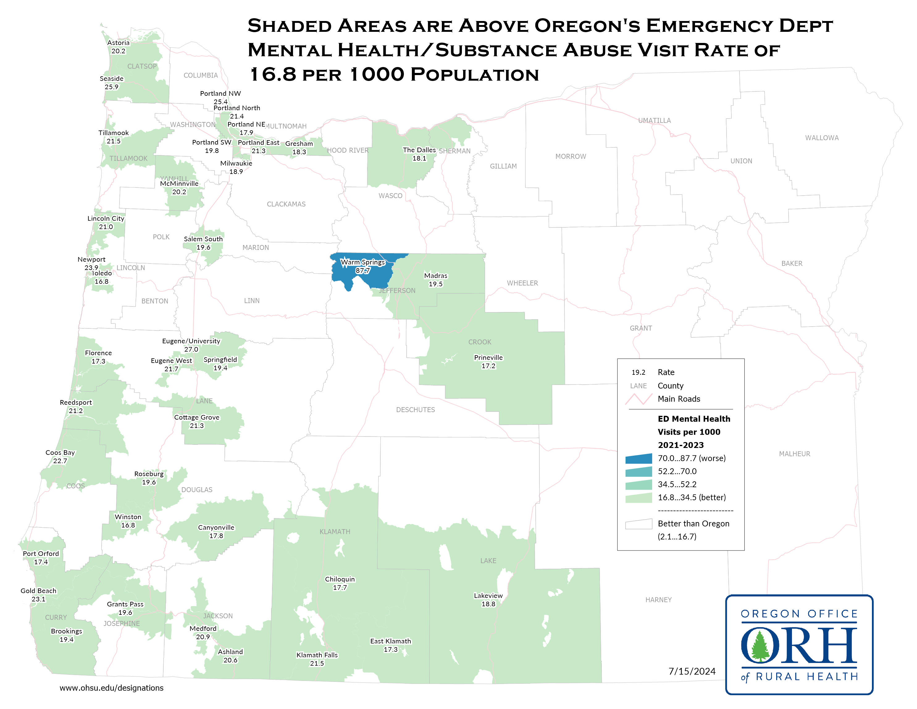 Emergency Department Mental Health/Substance Abuse Visit Map