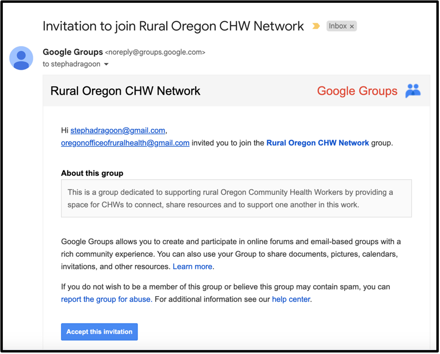 Invitation to join Rural Oregon CHW Network