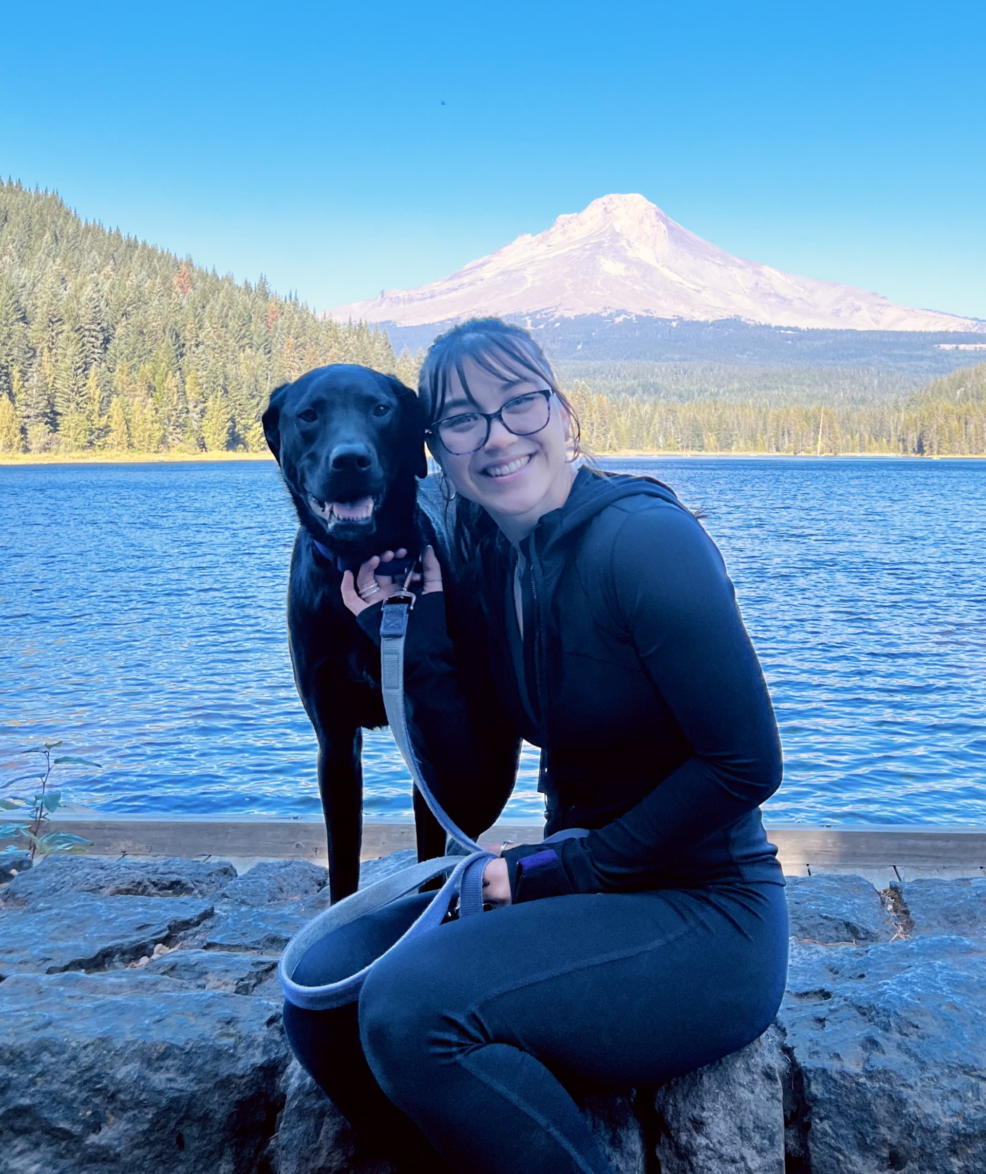 Leeza on hike with dog