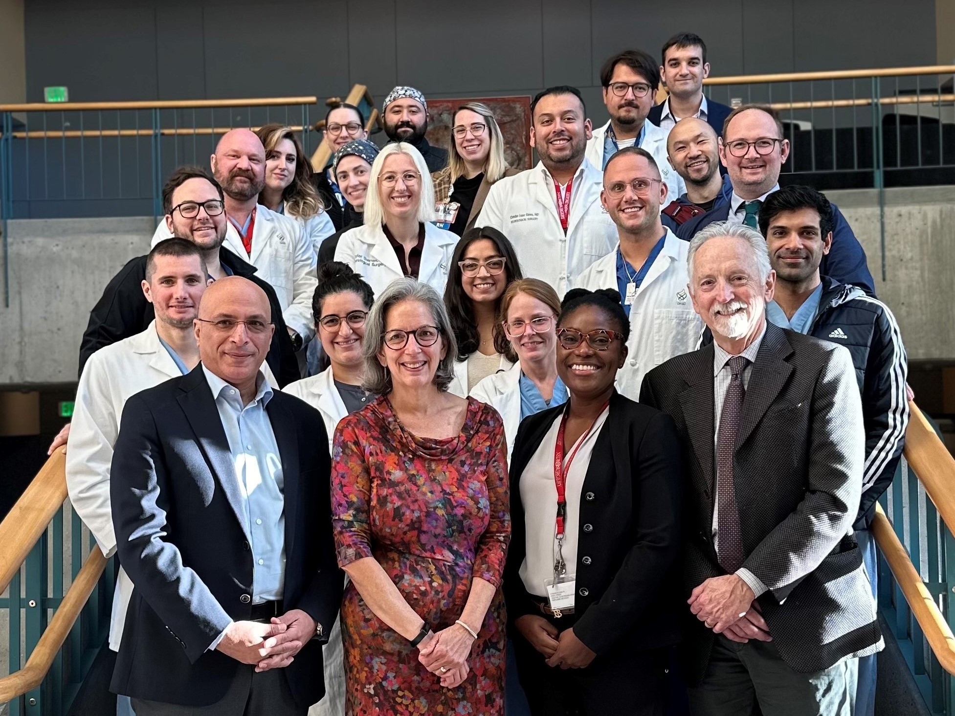 Photo taken with neurosurgery faculty and residents with visiting professor Dr. Deborah Benzil