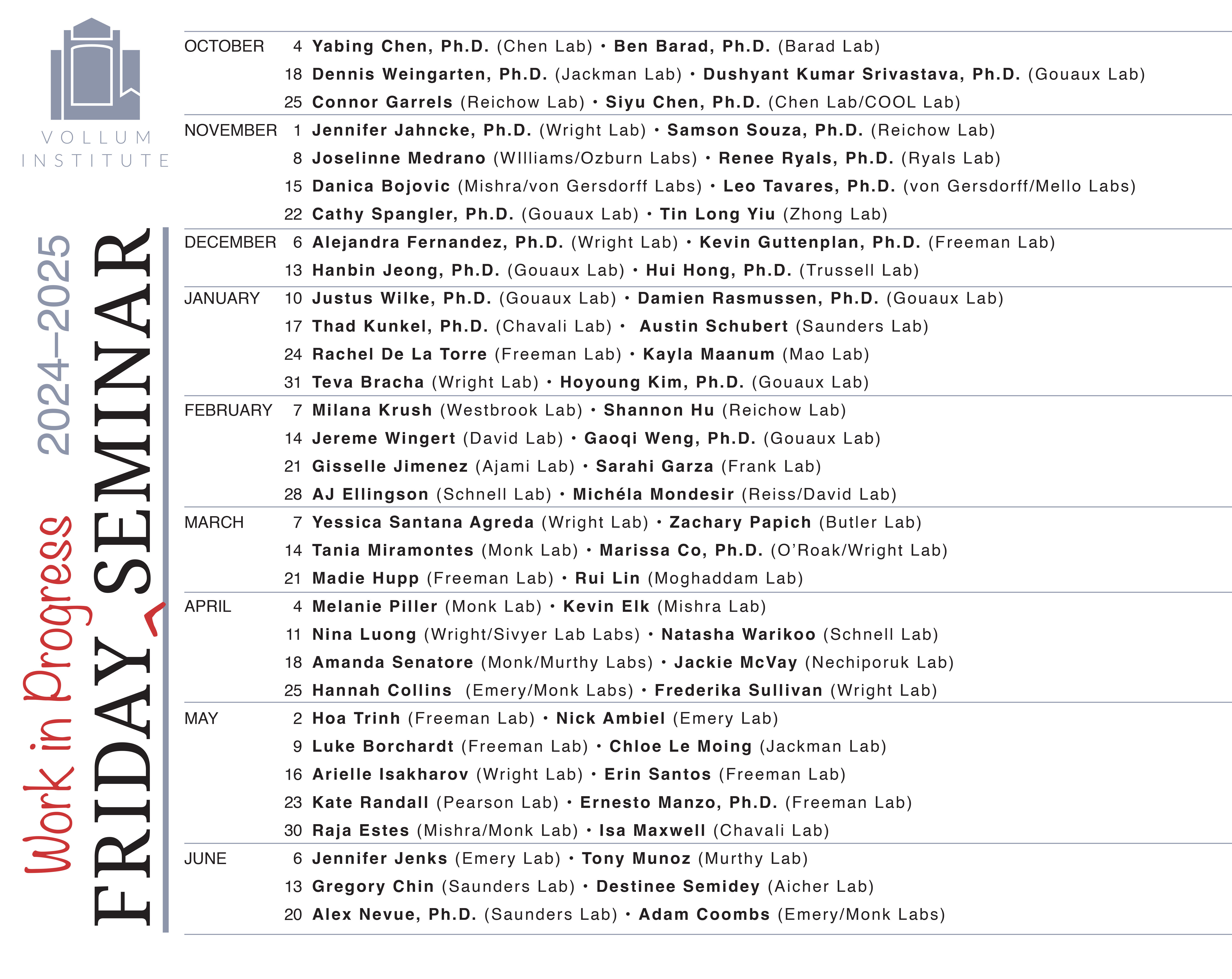 2024–2025 WIP Series schedule