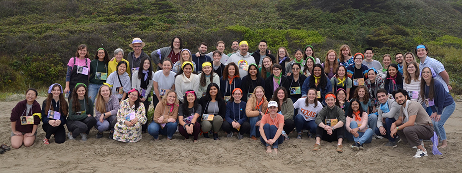 A group photo of OHSU's Pediatric Residency Program at their annual retreat at the Oregon Coast.