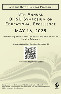 Flyer with QR code for 2025 Symposium on Educational Excellence