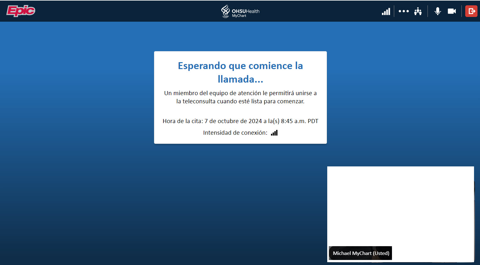 7. You are now connected to the virtual visit and waiting for your provider to join.