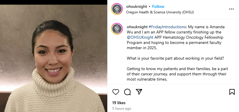 Meet Amanda Wu, Knight Cancer Hem-Onc APP Fellow