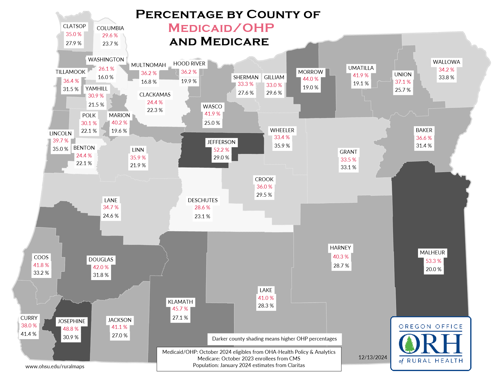 Medicaid/Medicare by county 